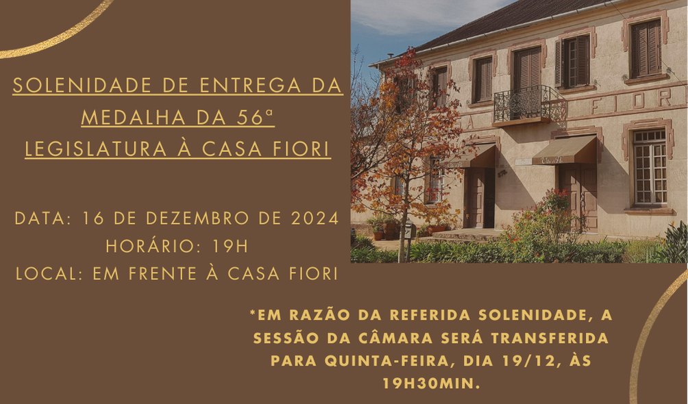 Com muita alegria, convidamos a todos para a Solenidade de Entrega da 56ª Legislatura à Casa Fiori!